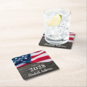 軍隊素朴卒業米国国旗の愛国心 スクエアペーパーコースター (インサイチュ)