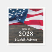 軍隊素朴卒業米国国旗の愛国心 スタンダードカクテルナプキン (正面)