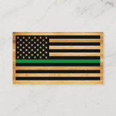 軍隊素朴警察薄い緑の線旗ウッド  名刺 (裏面)