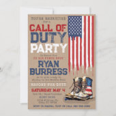 軍隊素朴USフラグ配置さらばパーティー 招待状 (正面)