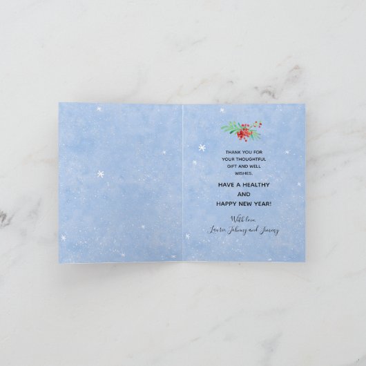 軍隊細緑線フラグホリーファミリ名 サンキューカード (内部)