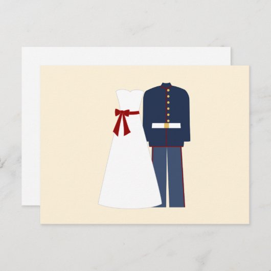軍隊結婚のア結婚レスポンスカード インビテーションポストカード (正面/裏面)