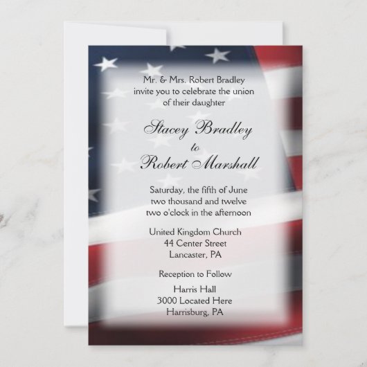 軍隊結婚のテーマ結婚式招待状5" x 7" 招待状 (正面)