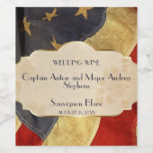 軍隊結婚のワイン愛国的ヴィンテージ国旗 ワインラベル (シングルラベル)