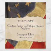 軍隊結婚ズ – ヴィンテージ米国国旗の愛国心 ワインラベル (シングルラベル)