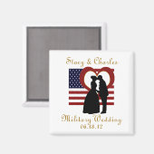 軍隊結婚式の引き出物フラグハート磁石 マグネット (正面/裏面)