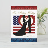 軍隊結婚式招待状シルエットフラグハート 招待状 (スタンド正面)