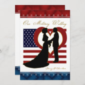 軍隊結婚式招待状シルエットフラグハート 招待状 (正面/裏面)