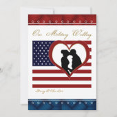 軍隊結婚式招待状フラグハートシルエット 招待状 (正面)