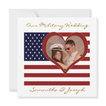 軍隊結婚式招待状-フォトフラグハート