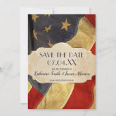 軍隊結婚愛国的ヴィンテージ国旗 セーブザデート (正面)