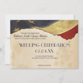 軍隊結婚愛国的ヴィンテージ国旗 招待状 (正面)