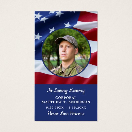 軍隊落ちたソルジャーアメリカ国旗の祈りの言葉カード (正面)