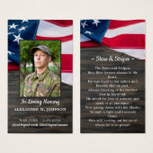 軍隊葬儀祈りの言葉カードアメリカ国旗の写真 (正面&裏面)