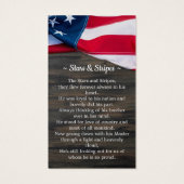 軍隊葬儀祈りの言葉カードアメリカ国旗の写真 (裏面)