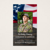 軍隊葬儀祈りの言葉カードアメリカ国旗の写真 (正面)