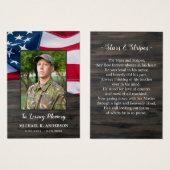 軍隊葬儀祈りの言葉カードUSAアメリカ国旗 (正面&裏面)