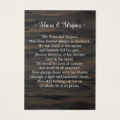 軍隊葬儀祈りの言葉カードUSAアメリカ国旗 (裏面)