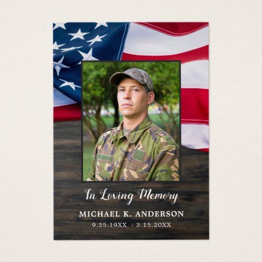 軍隊葬儀祈りの言葉カードUSAアメリカ国旗 (正面)