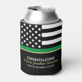 軍隊薄いグリーンラインアメリカ国旗のおめでとう 缶クーラー