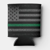 軍隊薄いグリーンラインアメリカ国旗のクーラーボックス 缶クーラー (正面)