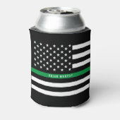軍隊薄いグリーンラインアメリカ国旗のモノグラム 缶クーラー (缶裏面)