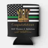 軍隊薄いグリーンラインパーソナライズされた退職 缶クーラー (裏面)