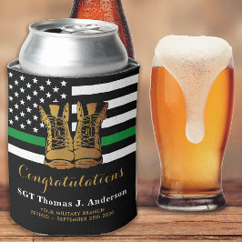 軍隊薄いグリーンラインパーソナライズされた退職 缶クーラー