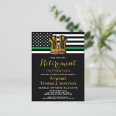 軍隊薄いグリーンラインブーツ退職パーティー インビテーションポストカード (スタンド正面)