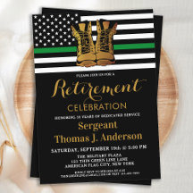 軍隊薄いグリーンラインブーツ退職パーティー