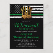 軍隊薄い緑の線のフラグ退職パーティー ポストカード (正面)