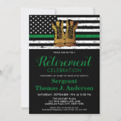 軍隊薄い緑の線のフラグ退職パーティー 招待状 (正面)