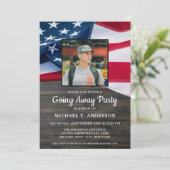 軍隊行く遠くにパーティー愛国的アメリカ国旗 招待状 (スタンド正面)