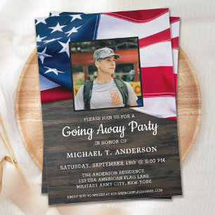 軍隊行く遠くにパーティー愛国的アメリカ国旗 招待状