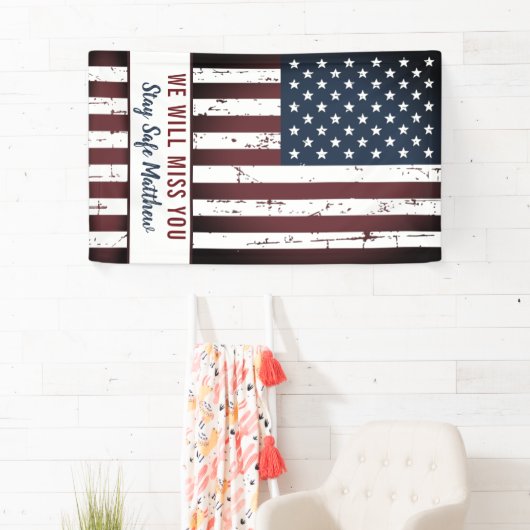 軍隊行く遠くにパーティー愛国的アメリカ国旗 横断幕 (インサイチュ)