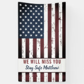 軍隊行く遠くにパーティー愛国的アメリカ国旗 横断幕 (縦)