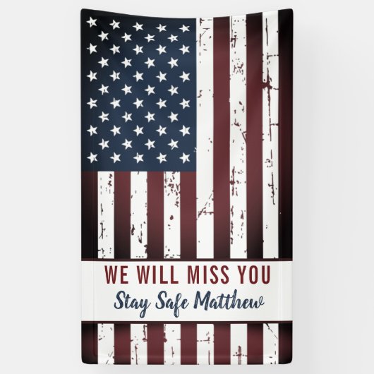 軍隊行く遠くにパーティー愛国的アメリカ国旗 横断幕 (縦)