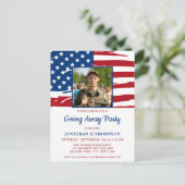 軍隊行遠くにくパーティーアメリカ国旗の写真 インビテーションポストカード (スタンド正面)