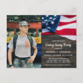 軍隊行遠くにくパーティー愛国米国国旗の写真 インビテーションポストカード (正面)