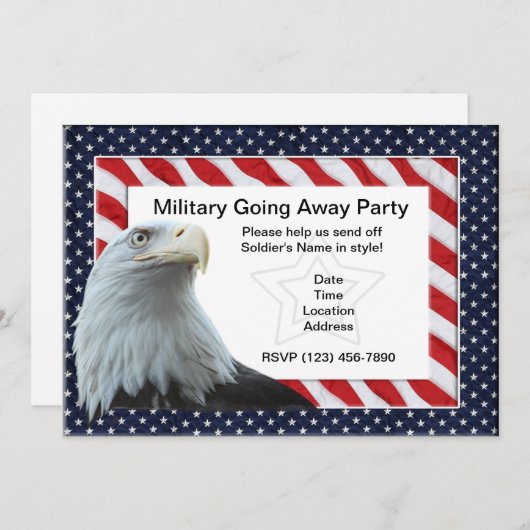 軍隊行遠くにパーティの招待状 招待状 (正面/裏面)