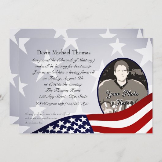 軍隊行遠くにパーティー 招待状 (正面/裏面)