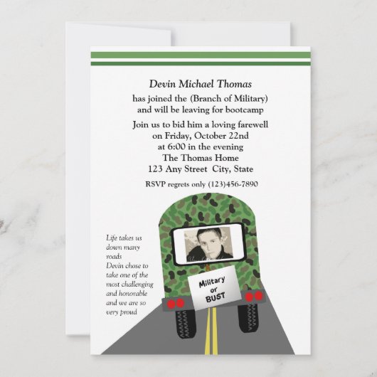 軍隊行遠くにパーティー 招待状 (正面)