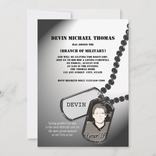 軍隊行遠くにパーティー 招待状 (正面)