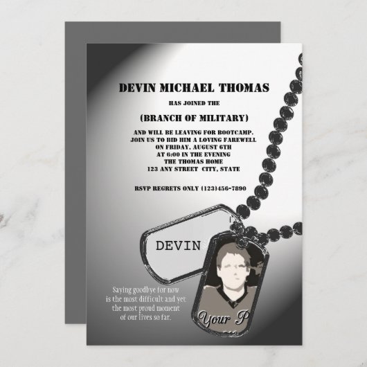 軍隊行遠くにパーティー 招待状 (正面/裏面)