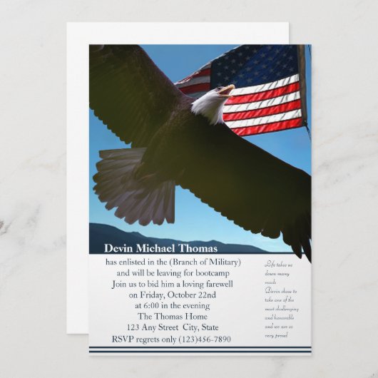 軍隊行遠くにパーティー 招待状 (正面/裏面)