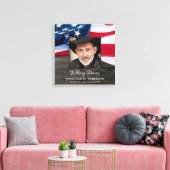 軍隊記念退役軍人写真アメリカ国旗 キャンバスプリント (インサイチュ (リビング))