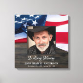 軍隊記念退役軍人写真アメリカ国旗 キャンバスプリント (正面)