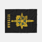 軍隊諜報部隊退役軍人ロゴパパチ フリースブランケット (正面(横))