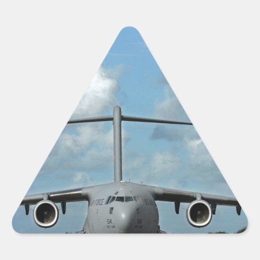 軍隊貨物飛行機着陸 三角形シール (正面)