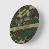 軍隊車迷彩パターン ラウンド壁時計 (傾斜)